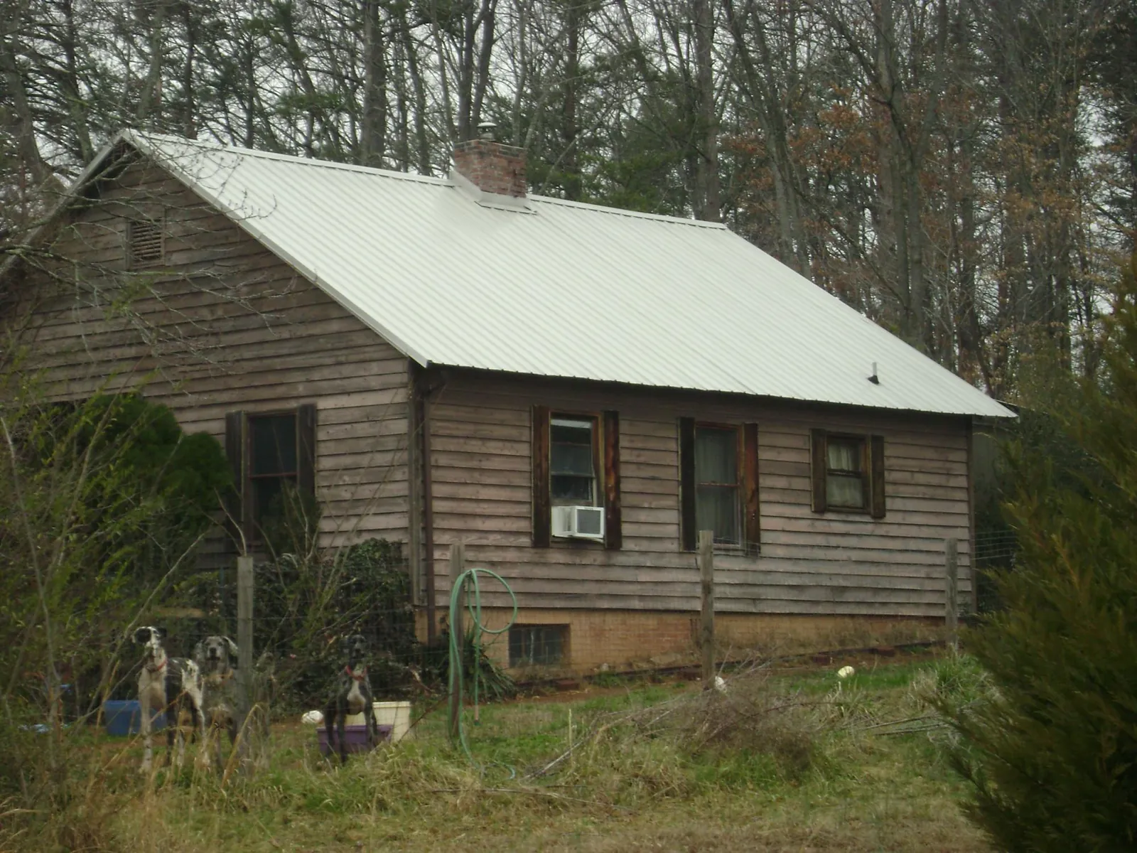 White metal roof on an old wood sided farmhouse, from a Metal Roof Installation job in Solomons